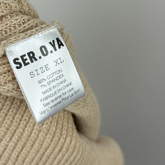 SER.O.YA Arola Skirt Rib Knit Cappuccino Beige Pull On Cotton Distressed XL NWT - Picture 13 of 14